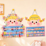 2PCS Cartoon Girl Felt Hanging Hair Clip Headband and Hair Tie Organizer