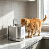 2L Cat Water Fountain Stainless Steel Tray Wireless Pump Cat Fountain for Dogs Cats