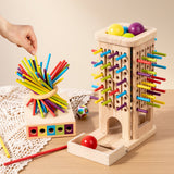 3-in-1 Wooden Tower Game – Stick Pulling & Balance Board for Family Play