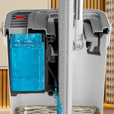 Wet Dry Flat Floor Mop and Bucket Set with Dual Chamber Separation System and Self Cleaning Microfiber Mop