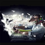 Wired Over-Ear Gaming Headset with RGB LED Lights and Noise-Canceling Mic Black