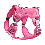 Tactical Dog Harness with Reflective Pet No Pull Adjustable Military Vest for Walking Training Pink