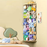 Wood Corner Stuffed Animal Storage Cage Plush Toy Holder with Star Pattern