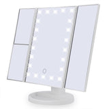 Tri-Fold LED Cosmetic Mirror with 10X Close-Up Mirror for Makeup White