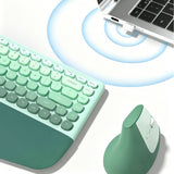 Wireless Keyboard and Mouse Combo 2.4G Full Size Wave Keys  for Windows Desktop Green Gradient