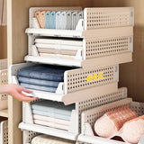 Folding Closet Organizers Stackable Plastic Storage Basket Drawer Shelf Container for Cupboard Kitchen Bathroom