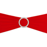 30PCS Elastic Chair Sashes Bows with Buckle Spandex Chair Bands for Weddings Parties Meetings Red