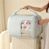 2 Piece Hand Compression Quilt Storage Bags with Valve and Clear Window Sky Blue