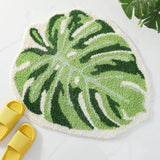 Non Slip Cute Monstera Bath Mat Green Leaf Bath Mat for Bathroom