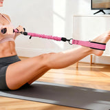Pedal Resistance Band with Handle Adjustable Tube Foot Pedal Device  for Full Body Training Pink