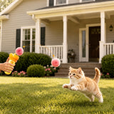 Retractable Cat Teaser Launcher Automatic with 2 Plush Balls for Cats Dogs Orange