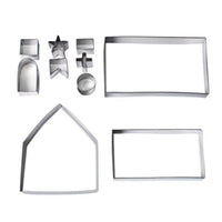18PCS Stainless Steel Christmas Cookie Cutter Set with 3D Gingerbread House Shapes