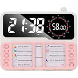 Desk Visual Timer with Task Board and Pen Holder Countdown Clock Pink