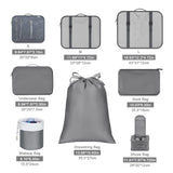 Set of 8Pcs Travel Packing Cubes Luggage Organizers for Suitcase Packing Bags Gray