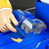 Large Transporter Truck Toy with Dual Track and 6 Alloy Racing Cars Blue