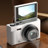 5K Digital Camera with 180-Degree Flip Screen Vlogging Camera with 64GB Card for Beginners White
