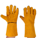 Double Layer Leather Welding Gloves Heat Resistant Fireproof Protective Safety Gloves Yellow