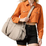 Tote Gym Bag Travel Fitness Bag Crossbody with Wet Dry Separation PVC Pocket Camel