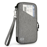 RFID Blocking Passport Holder Family Travel Card Organizer With Zipper Grey