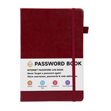 Password Book with A-Z Alphabet Tabs and Elastic Closure Red