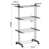 4 Tier Folding Drying Rack with Wheels Clothes Air Drying Rack Gray