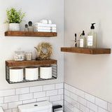 3 Tier Bathroom Shelves Over Toilet Wall Mounted Floating Shelves Toilet Paper Storage Brown