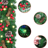 270cm Christmas Garland with Warm White LED Lights for Fireplace Porch & Outdoor Home Decor