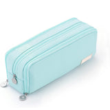 Soft Polyester Pencil Pouch with Multiple Pockets for Student Teen Sky Blue