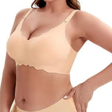 Women Bras No Underwire Scalloped Push Up Soft Tshirt Bra Nude