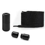 4Pcs No Tie Elastic Shoelaces with Metal Lock Quick Slip-On 100cm Flat Stretch Shoelaces Replacement for Running Travel Sports Sneakers Black