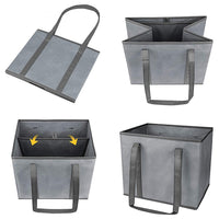 3Pcs Reusable Grocery Bag Non-Woven Shopping Tote Bag with Handles Gray