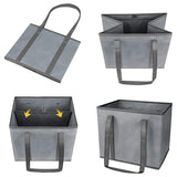 3Pcs Reusable Grocery Bag Non-Woven Shopping Tote Bag with Handles Gray