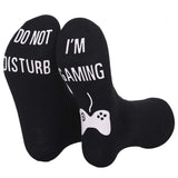 Funny Men Socks with Do Not Disturb I Am Gaming Text White