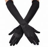 Satin Evening Gloves Long for Women Wedding Party and Cosplay Black