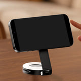 Rechargeable Folding Phone Selfie Light with Mirror – Portable Phone Fill Light Black