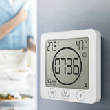 Digital Hygrometer Thermometer Clock with Timer for Bathroom Shower Kitchen