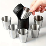 6PCS 30ml Stainless Steel Shot Cup Set with PU Carry Pouch for Travel