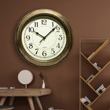 Silent Battery Operated Quartz Metal Wall Clock for Home Gold