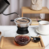 400ml Pour Over Coffee Maker High-Heat Borosilicate Glass with Reusable Stainless Steel Filter