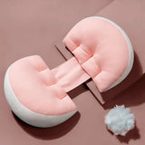 Portable W Shaped Pregnancy Pillow Maternity Support for Side Sleepers Pink