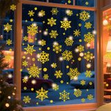 Christmas Window Clings – Snowflakes Static Stickers in Gold and Silver for Holiday Decorations Style 1