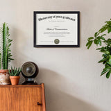 Certificate Frame with Clear Plexiglass for Wall and Tabletop Black