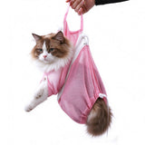 Mesh Cat Grooming Bag Breathable Bathing Restraint for Nail Trimming Pink