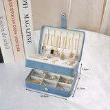 Portable Jewelry Box Storage Organizer for Rings Necklaces & Earrings Light Blue