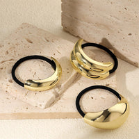 3Pcs Metal Hair Ties Stylish Geometric Design Elastic Gold Ponytail Holders