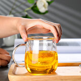 Glass Tea Cup with Infuser and Lid for Loose Leaf Tea Blooming Tea Small