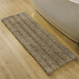 Stripe Style Chenille Bath Mat Non Slip Bath Runner Floor Mat Khaki