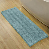 Stripe Style Chenille Bath Mat Non Slip Bath Runner Floor Mat Blue