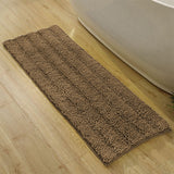 Stripe Style Chenille Bath Mat Non Slip Bath Runner Floor Mat Brown