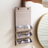 3 Slots Foldable Eyeglasses Organizer Travel Glasses Case Hanging Eyeglass Holder